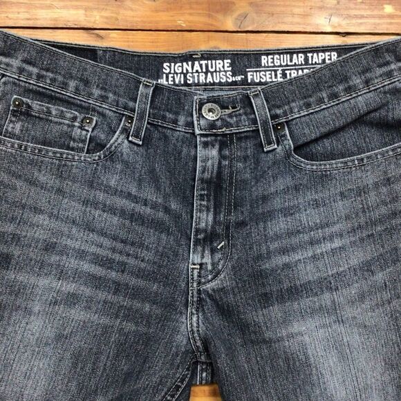LEVIS Signature men’s jeans regular taper faded soft black denim size 30 tapered - Picture 6 of 12